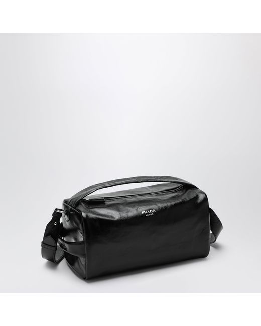 Prada Black Leather Bag With Glossy Finish for men