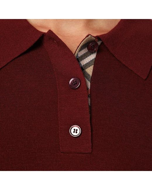 Burberry Red Bordeaux Wool Polo Shirt