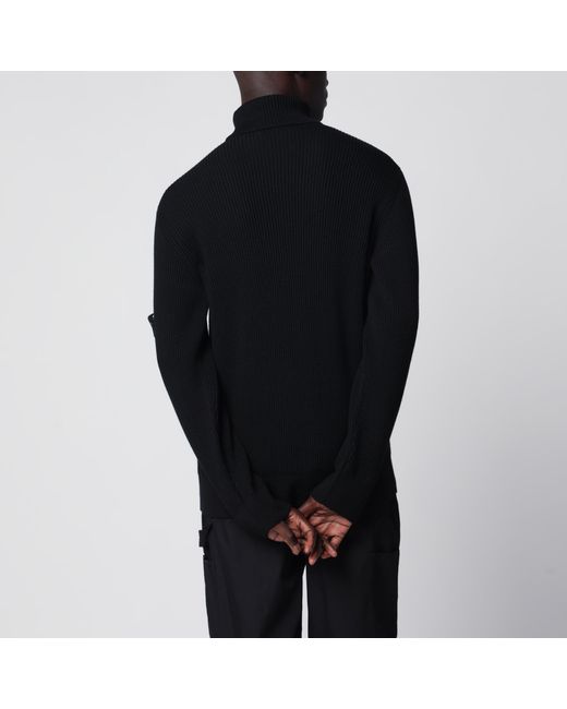 Stone Island Black Ribbed Turtleneck Sweater for men