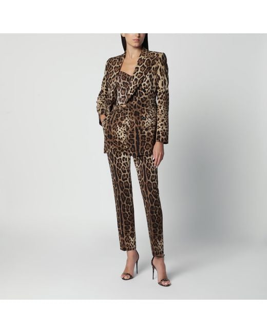 Dolce & Gabbana Black Leopard-Print Double-Breasted Wool Jacket