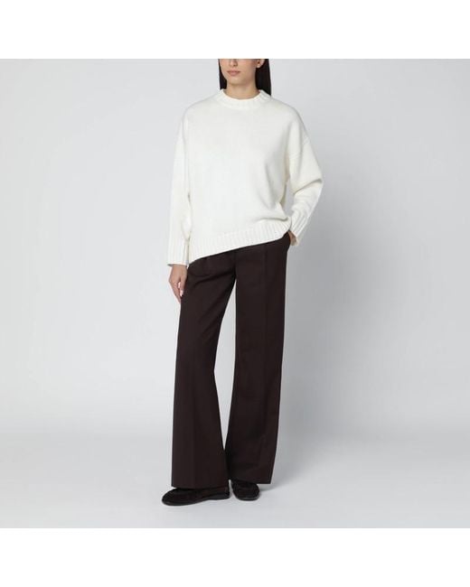 Maglione avorio in cashmere di Loulou de Saison in White