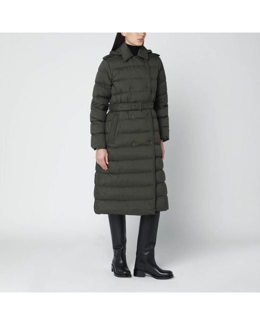 Manteau Matelassé Croisé Foncé Avec Ceinture Burberry en coloris Black