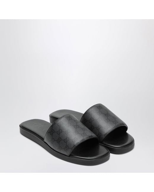 Gucci Black Generation Gg Canvas Slider Sandals for men