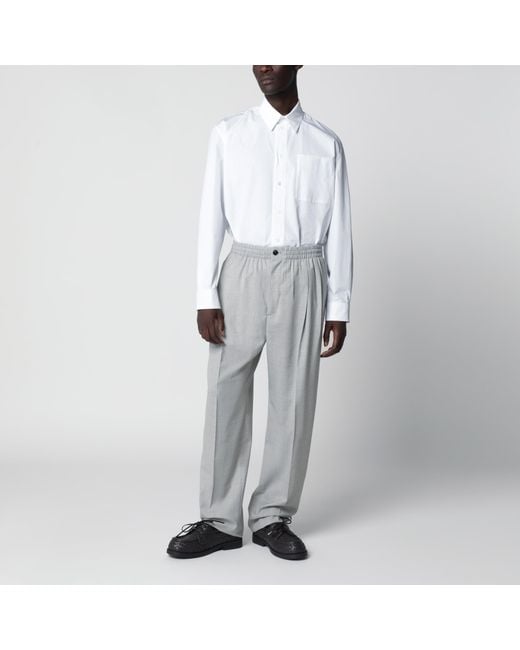Bottega Veneta Gray Light Mélange Wool Trousers for men