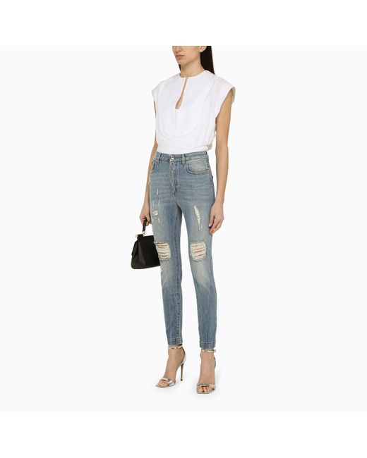 Dolce & Gabbana Blue Audry Denim Skinny Jeans With Wear And Tear