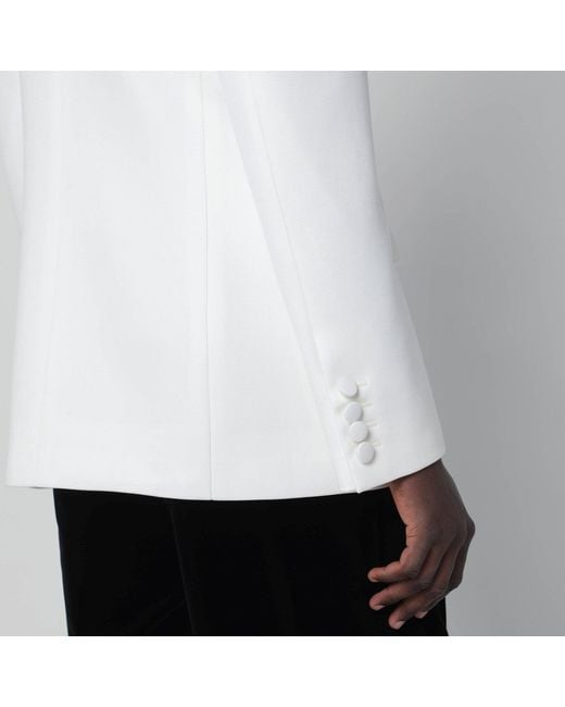 Valentino White Milk-colored Double-breasted Jacket In Wool for men