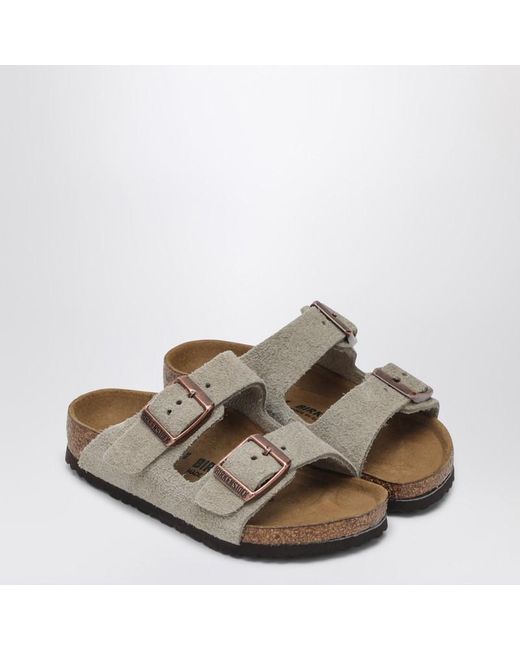 Birkenstock Brown Taupe Suede Arizona Slide for men