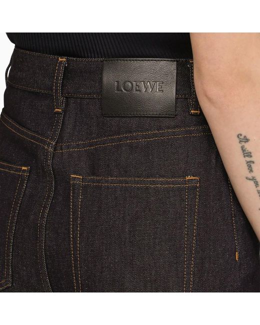 Jeans a vita alta ampio in denim di Loewe in Black