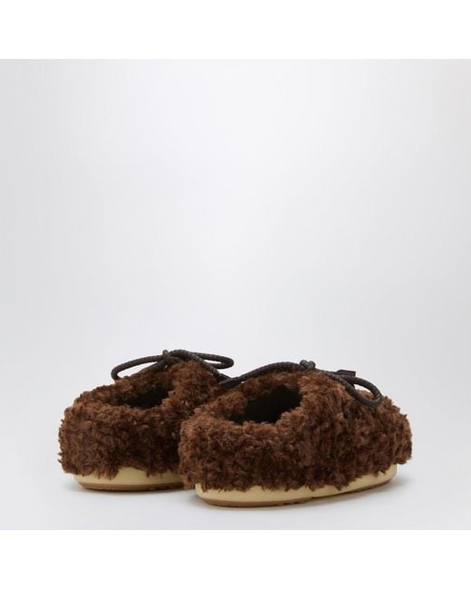 Moon Boot Brown Dark Curly Shearling Mules