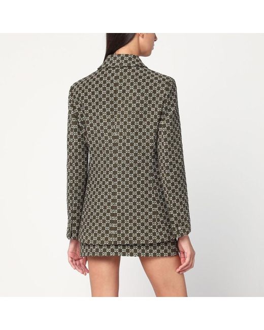 Gucci Gray Grün-Weiße Jacke Aus Gg-Bouclé-Baumwolle