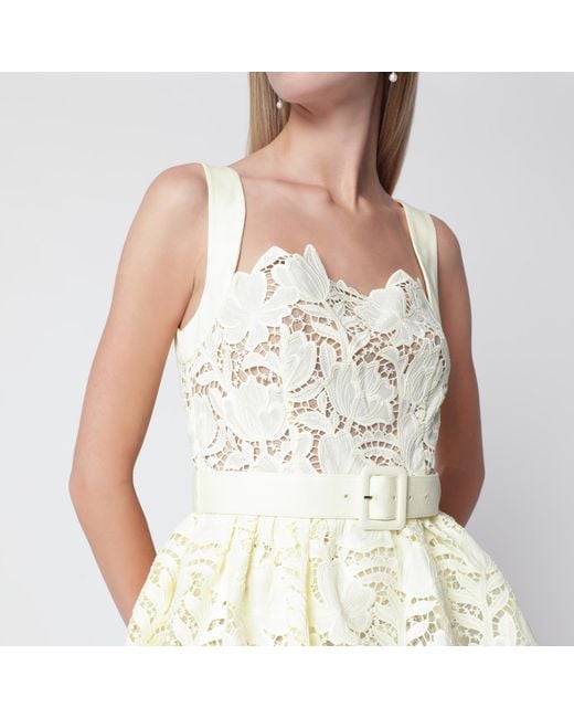 Self-Portrait White Peplum Midi Lace Dress