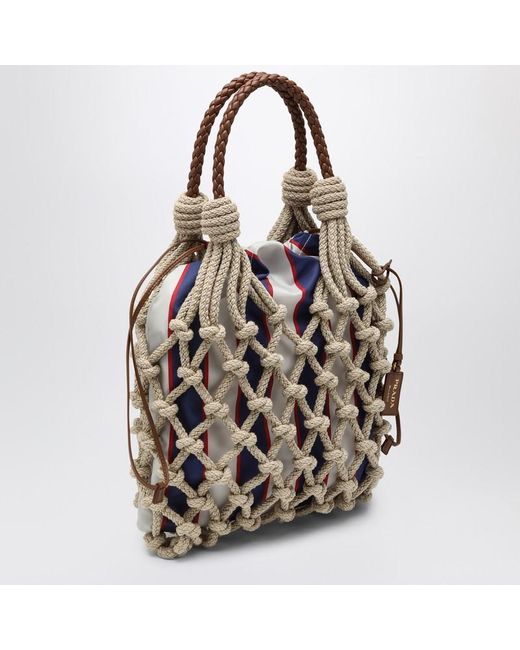 Borsa noué media corda/blu royal di Prada in Pink