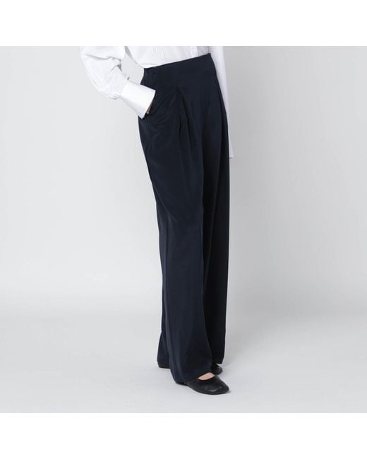 Max Mara Blue Silk-Blend Trousers