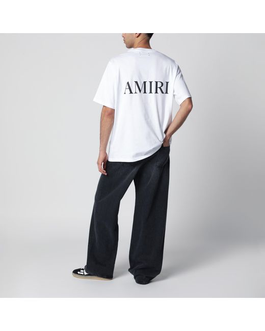 Amiri White Cotton T-Shirt With Logo Print for men