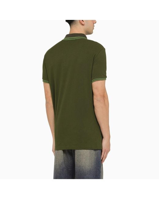 Etro Green Short Sleeved Polo Shirt With Logo Embroidery for men