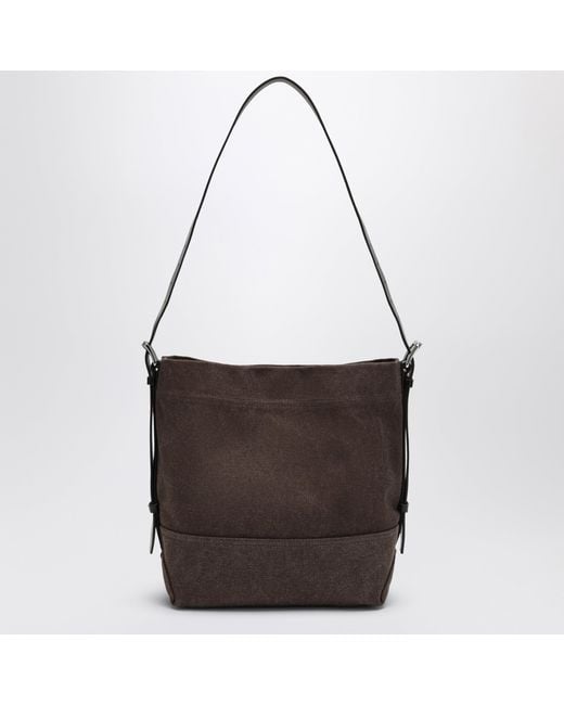 Lemaire Brown Small Dark Chocolate Cotton Canvas Tote Bag