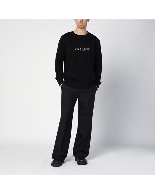 Felpa girocollo reverse nera in cotone con logo di Givenchy in Black da Uomo