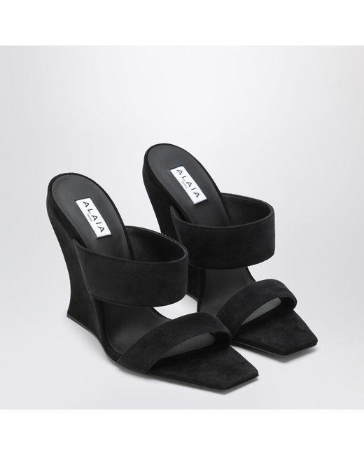Alaïa Black Suede Wedge Sandals