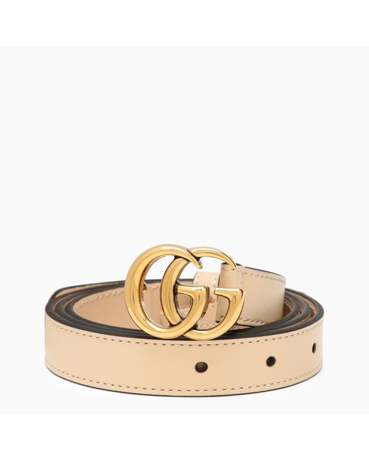 Gucci Natural Leather Light Beige Belt With Double G Buckle
