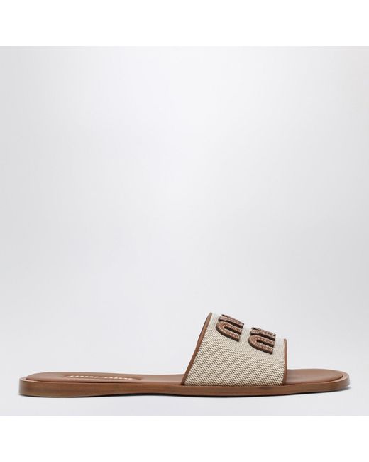 Miu Miu Natural Slide Sandals