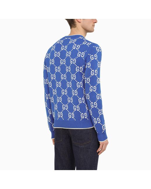 Gucci Cobalt Blue/ivory Jersey With gg Inlay for men