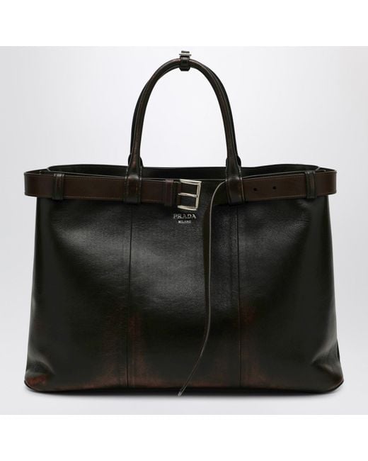 Prada Black Buckle Bag Dark With Belt for men
