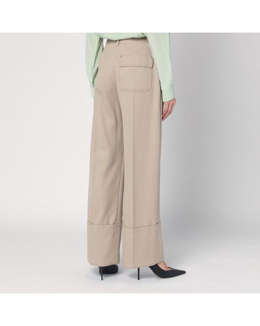 Victoria Beckham Natural Wide Mandarin Colour Pants