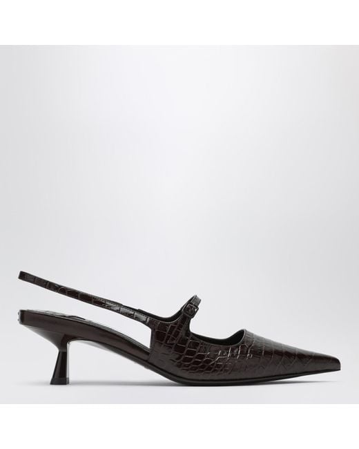 Jimmy Choo Black Didi 45 Brown Crocodile Effect Neckline