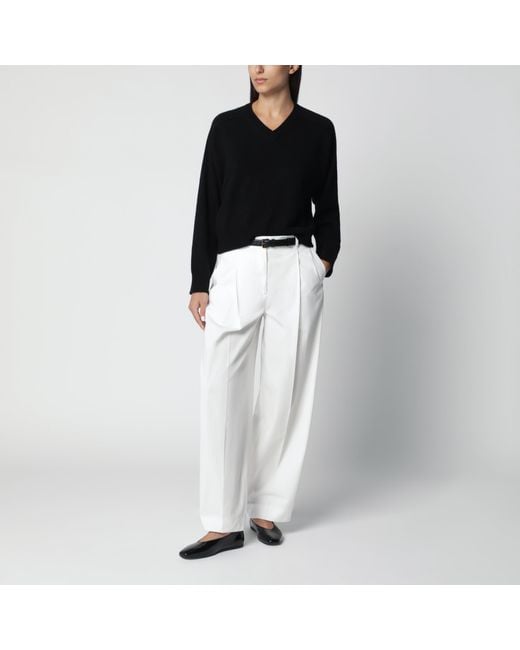 Loulou de Saison Black Cashmere V-Neck Sweater