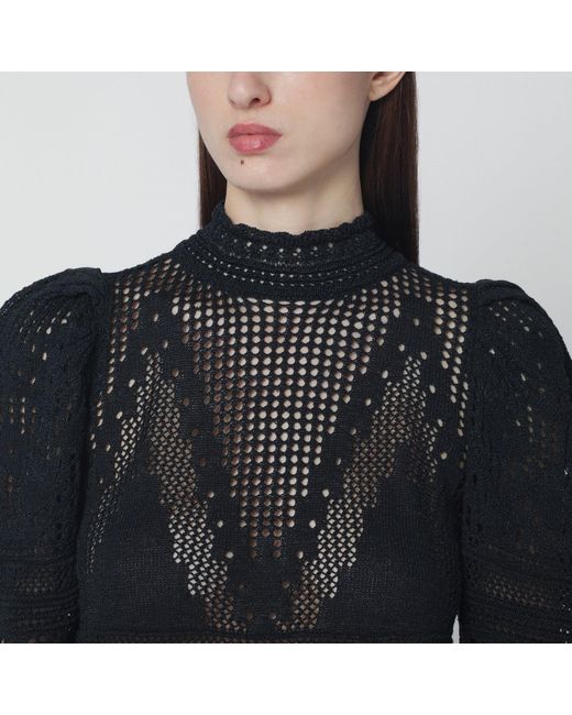 Isabel Marant Black Dahara Openwork Knit Top