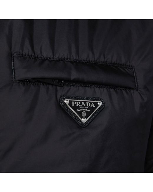Prada Schwarze Gefütterte Jacke Aus Re-Nylon in Black für Herren