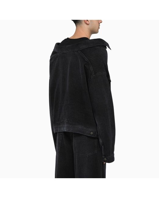 Balenciaga Black Off Shoulder Dark Denim Jacket for men