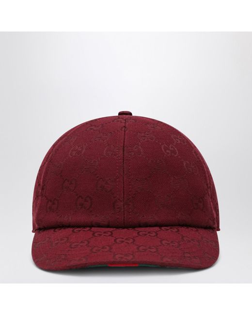 Gucci Red Rosso Ancora Gg Fabric Baseball Cap for men