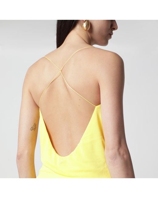 Jacquemus Yellow Abiha Pleated Midi Dress With Draping