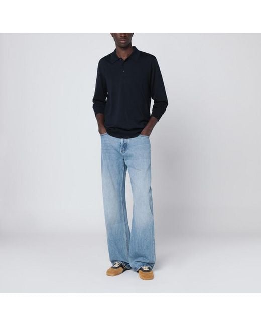 Golden Goose Deluxe Brand Blue Wool Polo for men