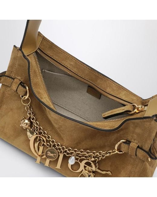 Borsa hobo charms kaki in suede di Chloé in Brown
