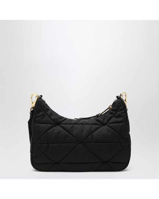 Prada Black Schwarze Schultertasche Aus Gepolstertem Re-Nylon