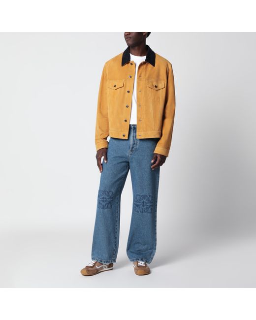 Loewe Orange Camel-coloured Suede Jacket for men