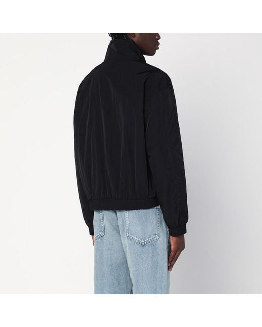 Giacca con zip nera in nylon stropicciato di Saint Laurent in Black da Uomo