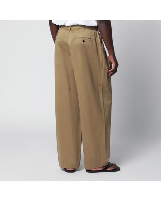 Sacai Natural Cotton Twill Trousers With Belt for men