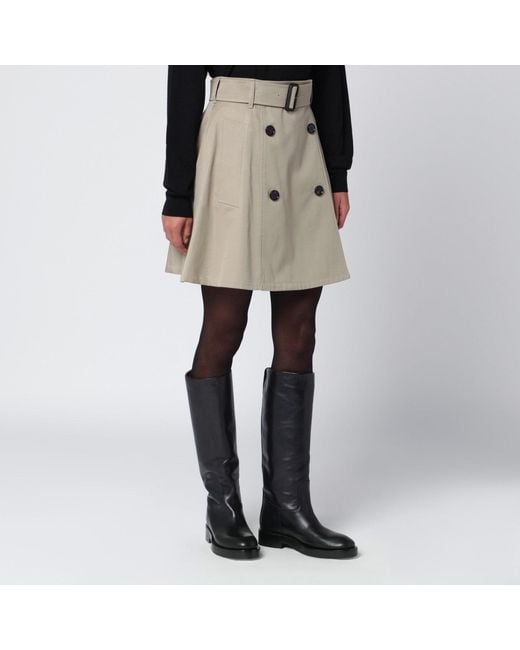 Burberry Natural Trench Mini Skirt In Gabardine