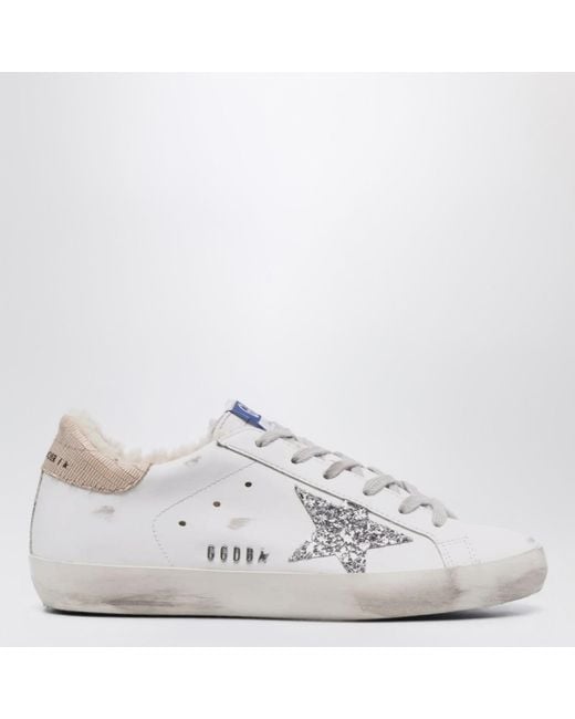 Golden Goose Deluxe Brand White Super-Star Sneakers With Shearling Lining