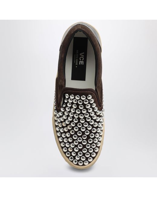 Golden Goose Deluxe Brand Black Suede Slip-On Shoes With Studs