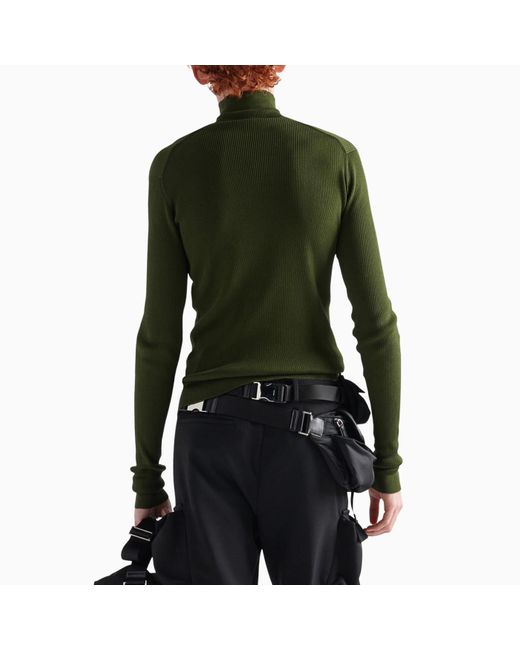 Prada Green Military Cotton Turtleneck Pullover for men