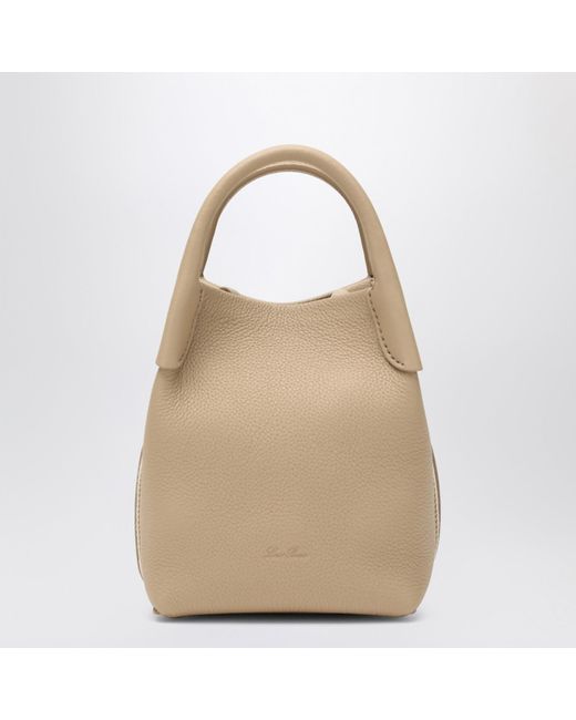 Loro Piana Natural Micro Bale Bag In Light Mastic Grained Leather
