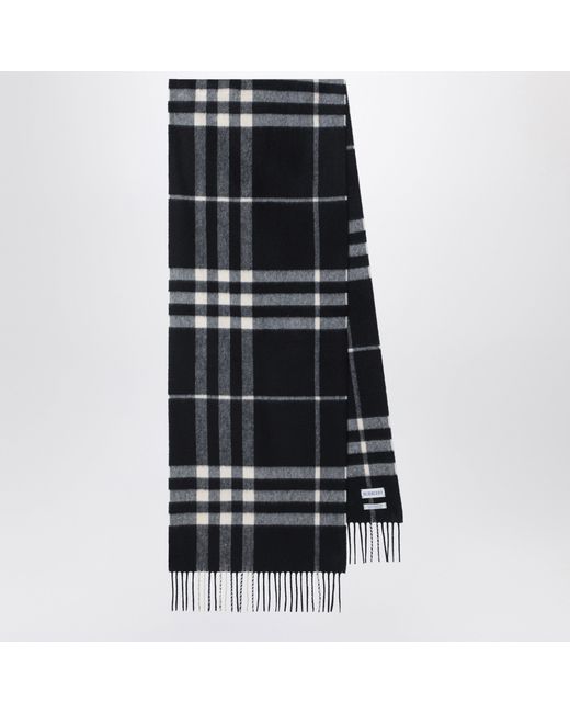 Burberry Black Check Cashmere Scarf for men
