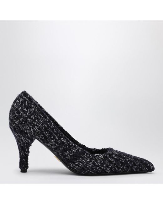 Prada Blue Blauer Gestrickter Pumps