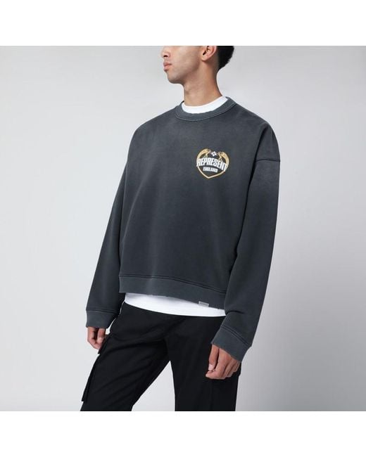 Represent Schwarzes Sweatshirt Mit Wascheffekt Aus Baumwolle in Blue für Herren