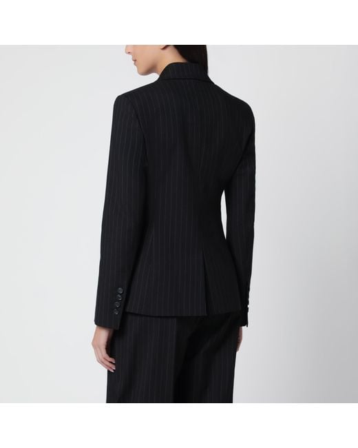 ANDAMANE Black Single-Breasted Pinstripe Jacket