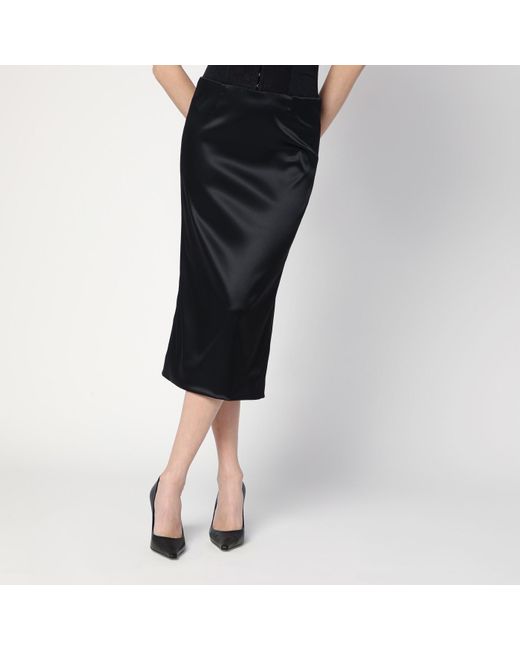 Dolce & Gabbana Black Midi Skirt With Corset Belt